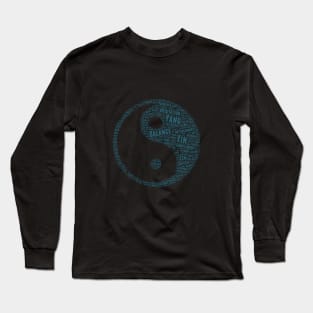 Yin Yang Philosophy Silhouette Shape Text Word Cloud Long Sleeve T-Shirt